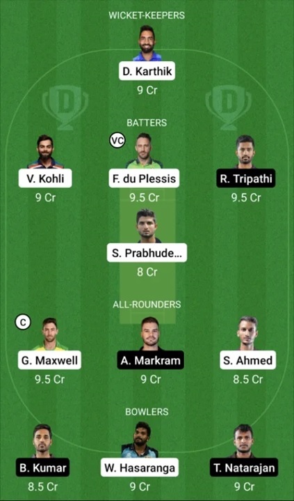 IPL 2022 Prediction আরসিবি বনাম এসআরএইচ - Dream 11