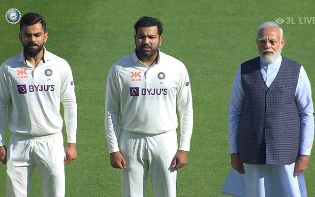 IND vs AUS: Indian Prime Minister shares centerstage with Rohit Sharma, Virat Kohli for National Anthem