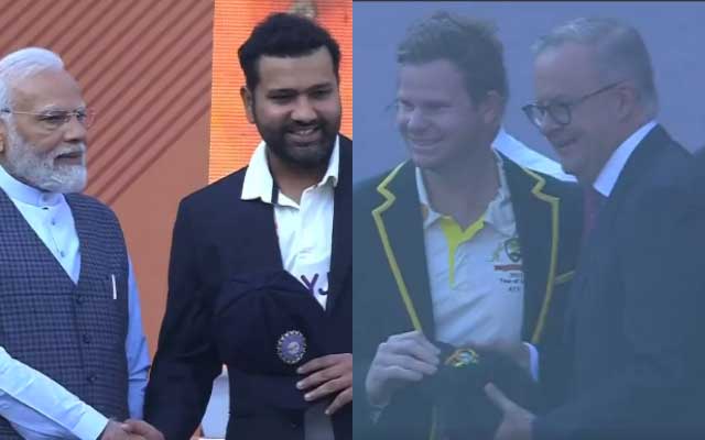 IND vs AUS: Narendra Modi, Anthony Albanese present Test caps to Rohit Sharma and Steve Smith