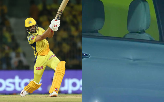 CSK vs LSG: Ruturaj Gaikwad's monstrous hit dents sponsorship car in stands