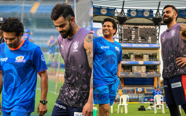 IPL 2023: Virat Kohli, Sachin Tendulkar catch up at Wankhede Stadium ahead of MI vs RCB clash