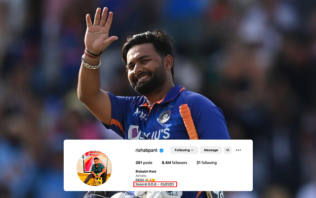 Rishabh Pant adds second date of birth on Instagram profile after new lease of life following last year's horrific car cash