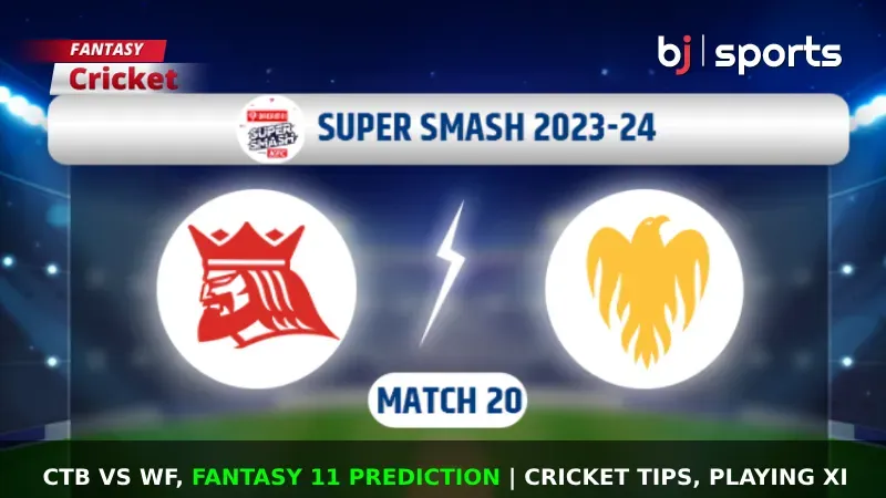 CTB vs WF Dream11 Prediction, Fantasy Cricket Tips, Playing XI, Pitch Report, & Injury Updates for Super Smash, Match 20