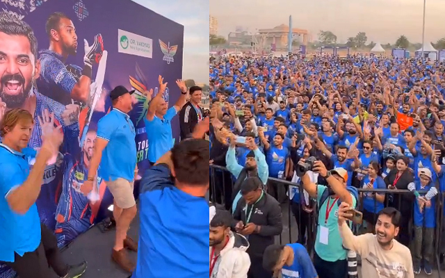IPL 2024: Justin Langer, Jonty Rhodes dance to the tune of Daler Mehndi at LSG 10K event