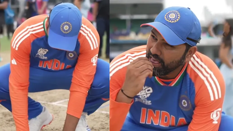 T20 World Cup 2024 Overwhelmed Rohit Sharma takes a bite of Barbados sand after lifting trophy