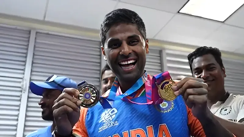 T20 World Cup 2024 Suryakumar Yadav receives fielding medal from Jay Shah for match-defining catch in Barbados