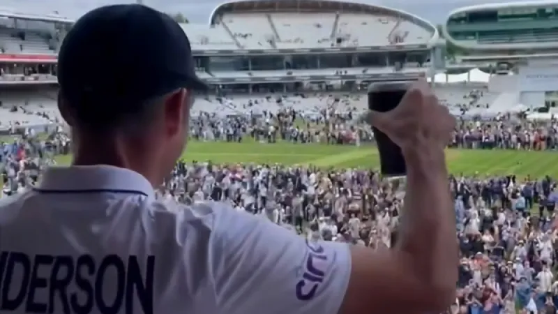 James Anderson raises toast from Lord’s balcony to conclude international career in style