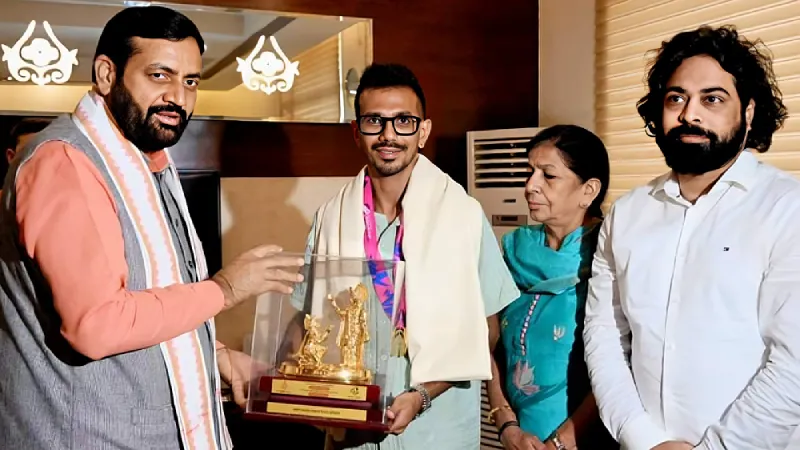 Yuzvendra Chahal gets felicitated by Haryana Government after T20 World Cup 2024 win