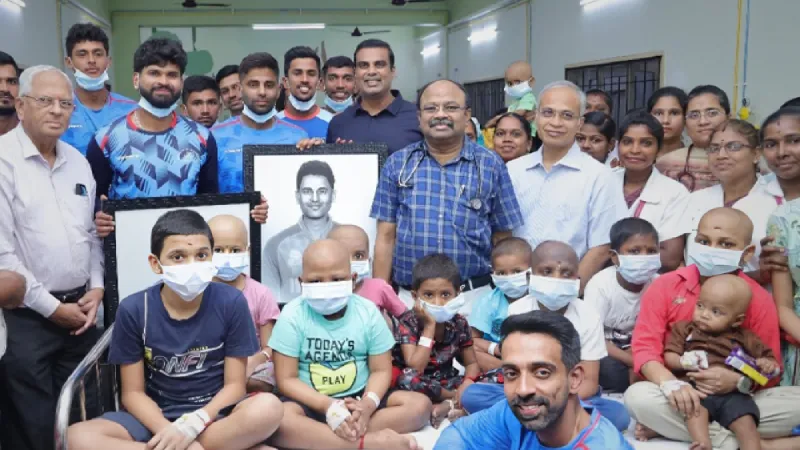 Suryakumar Yadav, Shreyas Iyer along with Mumbai team visit children at cancer hospital in Coimbatore