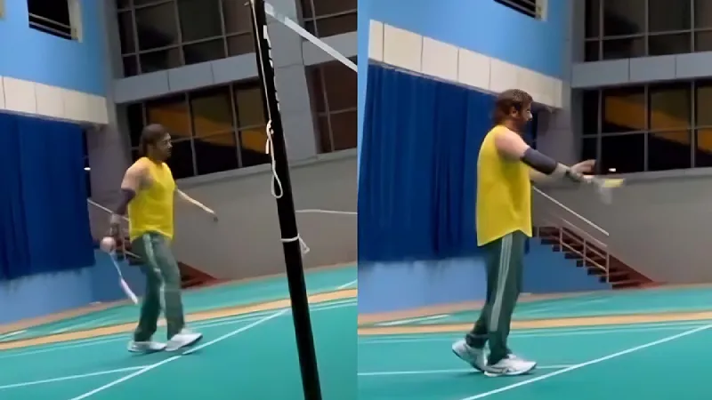 Watch: MS Dhoni shows off his badminton skills, video goes viral