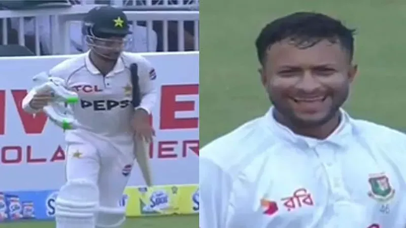 PAK vs BAN: Abrar Ahmed drops gloves while running to the middle in haste, Shakib Al Hasan's reaction goes viral