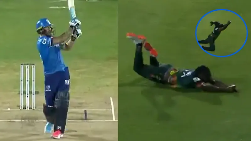 Watch: Kyle Mayers takes breathtaking catch to dismiss Faf du Plessis during CPL clash