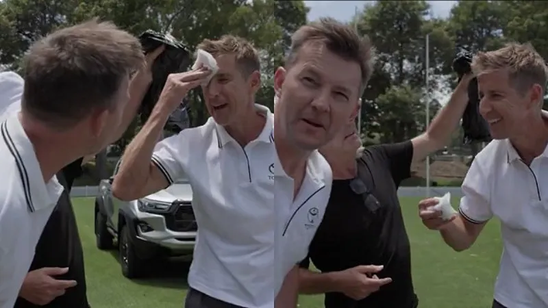 WATCH: Australian broadcaster Mark Howard gets injured by keeping to Brett Lee