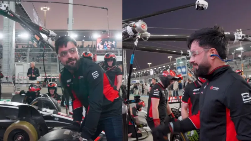 WATCH: Rashid Khan learns to spin wheels in pit stop practice with Haas F1 Team